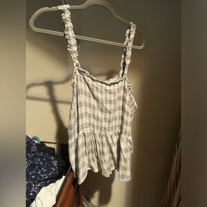 Sage green and white checkered tank top